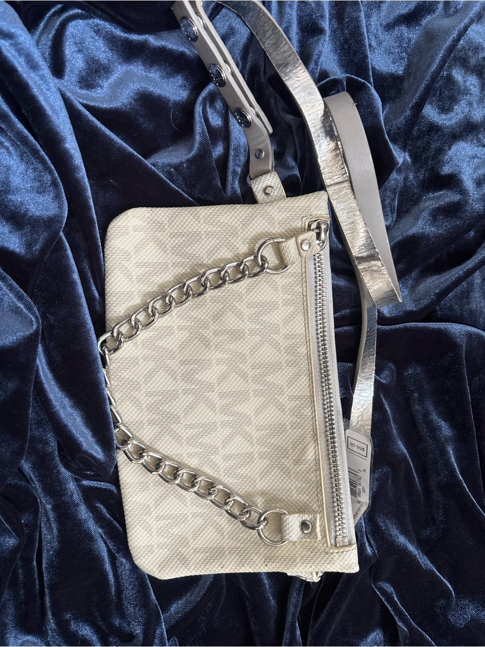 Michael Kors Cream Crossbody with Silver Chain and Strap